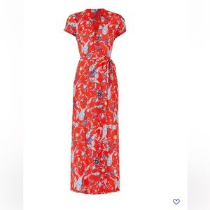 Greylin Vibrant Red Paisley Silk Mix Maxi Dress